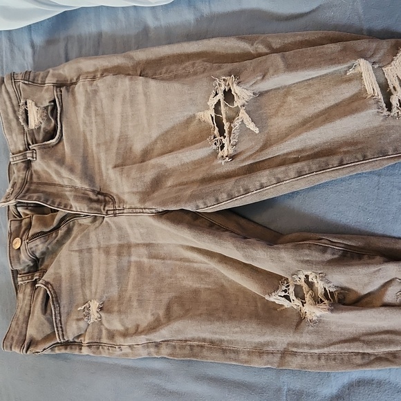 Grey Distressed NE(X)T Level Stretch American Eagle Jeggings - Picture 3 of 5